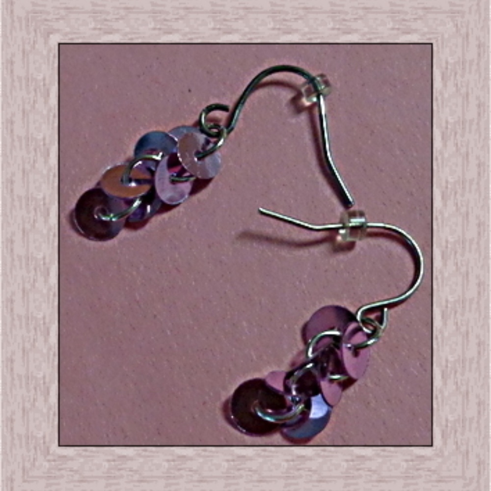 Pink Confetti Design Dangle Handmade Earrings